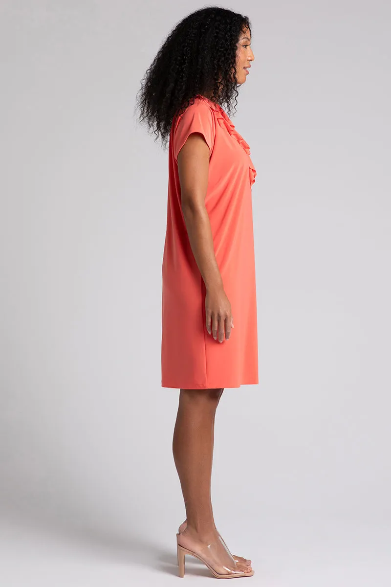 Flutter Dress Drop Shoulder | Coral