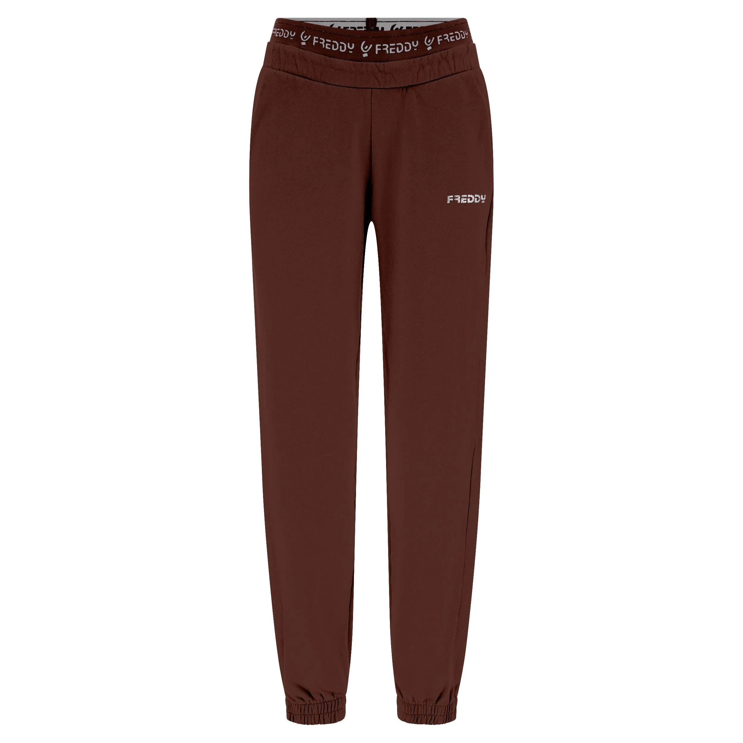 Freddy Brushed fleece sports trousers with elastic JOGGER1C024X M79X Chocolate Fondant Direct Dyed 