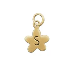 Gold Flower Initial Charm