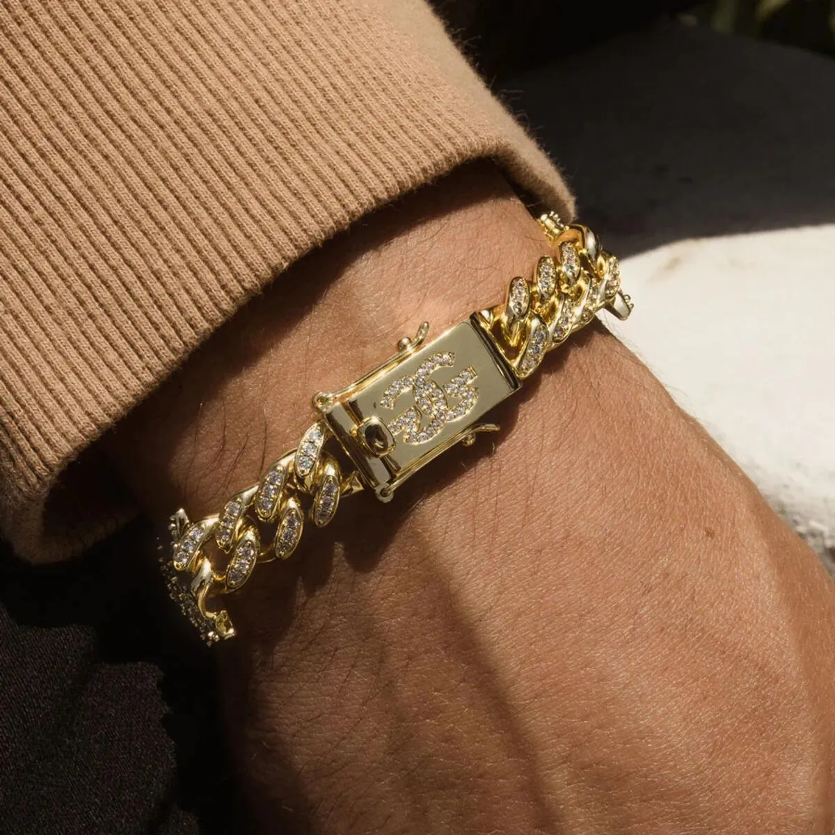 Gold Gods 12MM 7.5" Gold Diamond Barbwire Cuban Bracelet