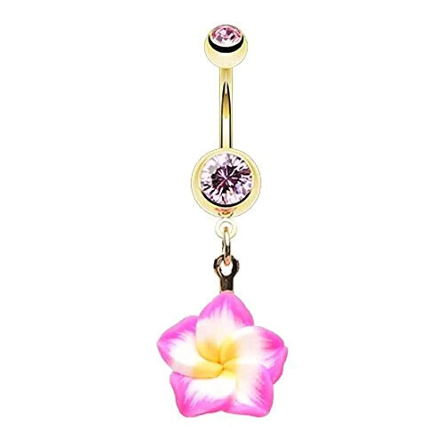 Golden Aloha Hibiscus Flower WildKlass Belly Button Ring