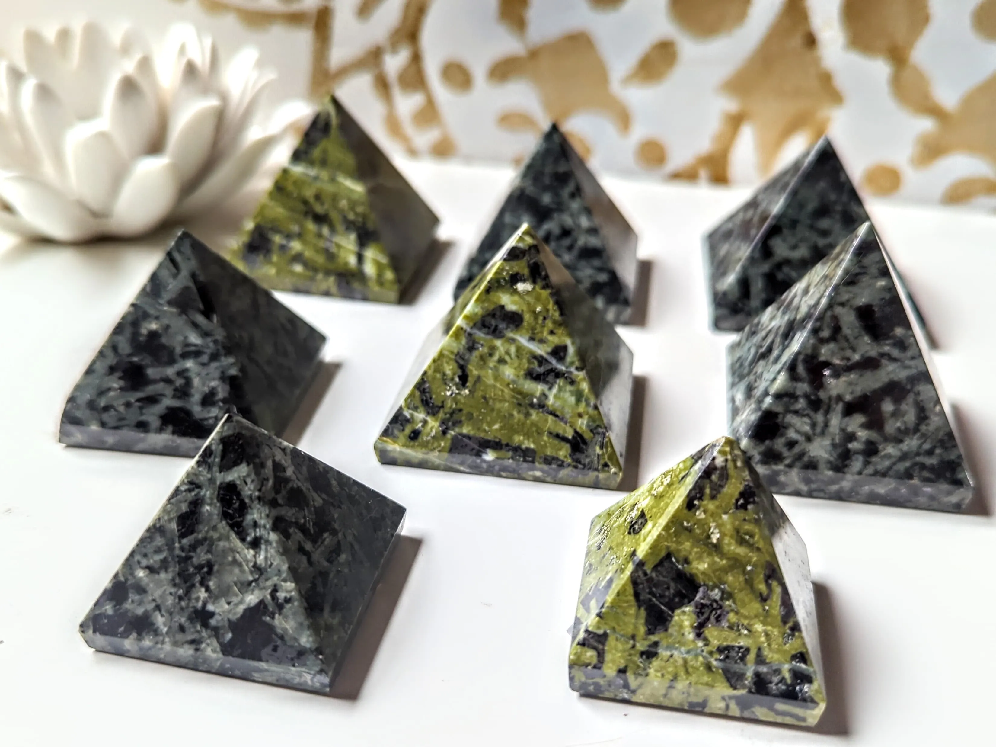 Green Flower Tourmaline Pyramid