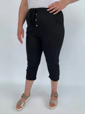 Indy Linen Crops in Black