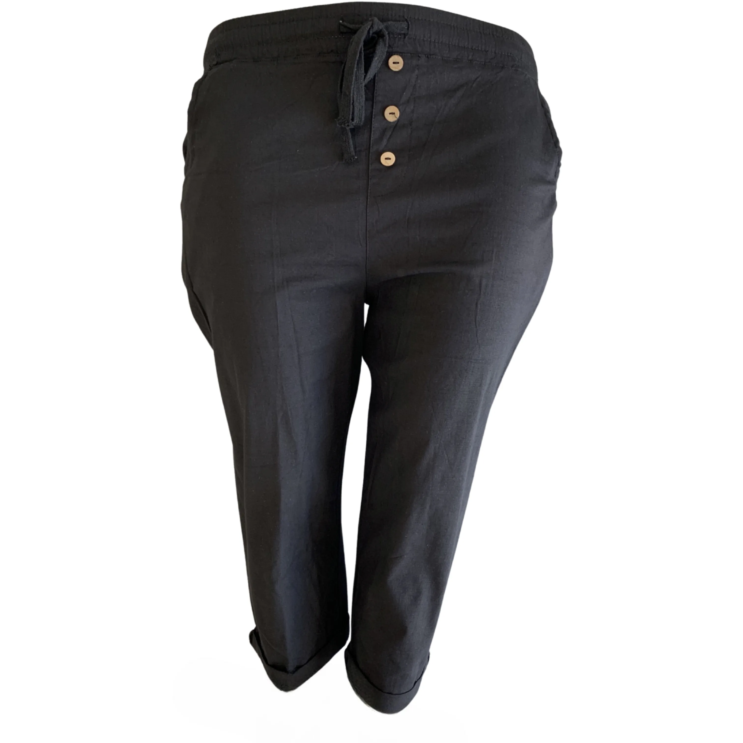 Indy Linen Crops in Black