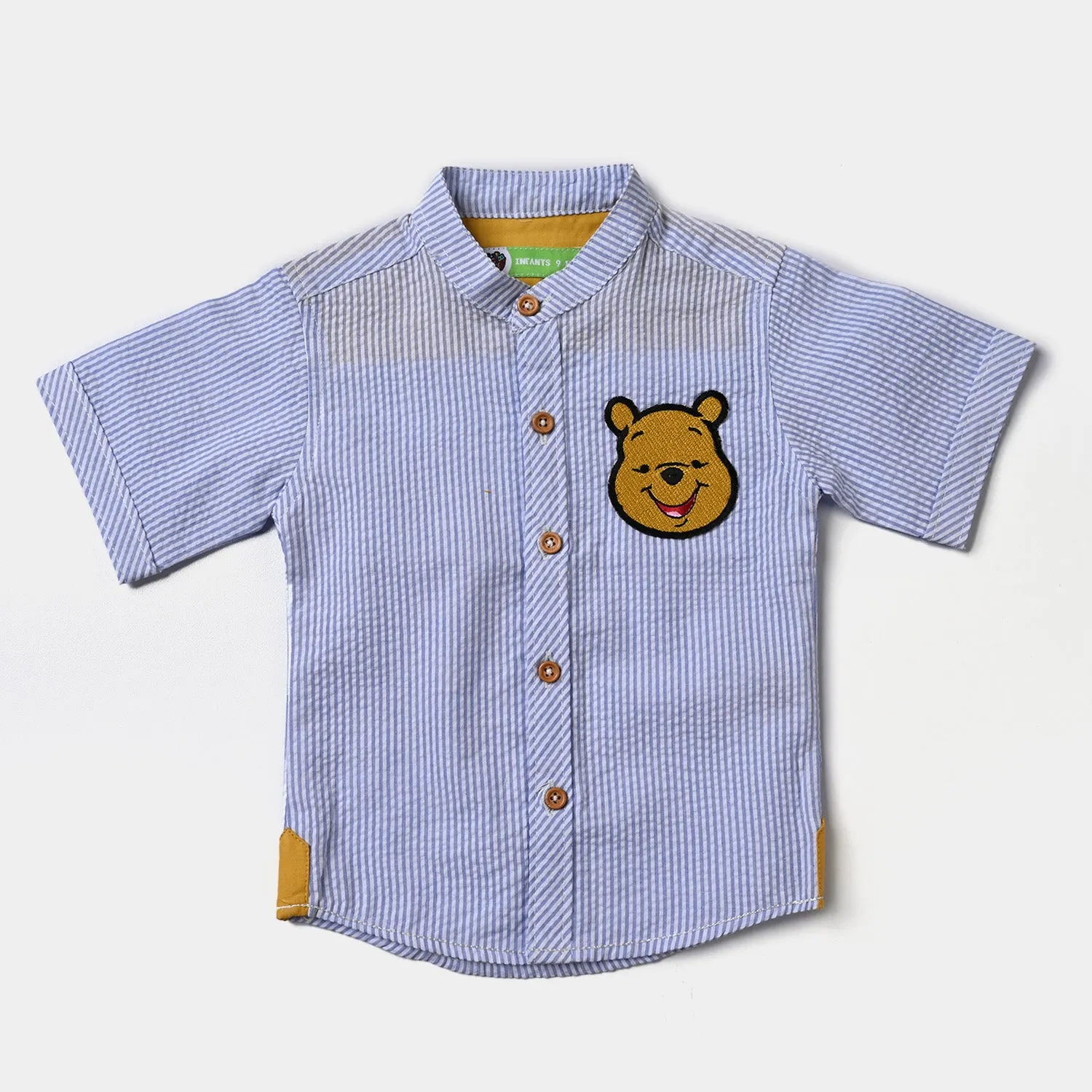 Infant Boys Yarn Dyed Basic Casual Shirt -L/BLUE