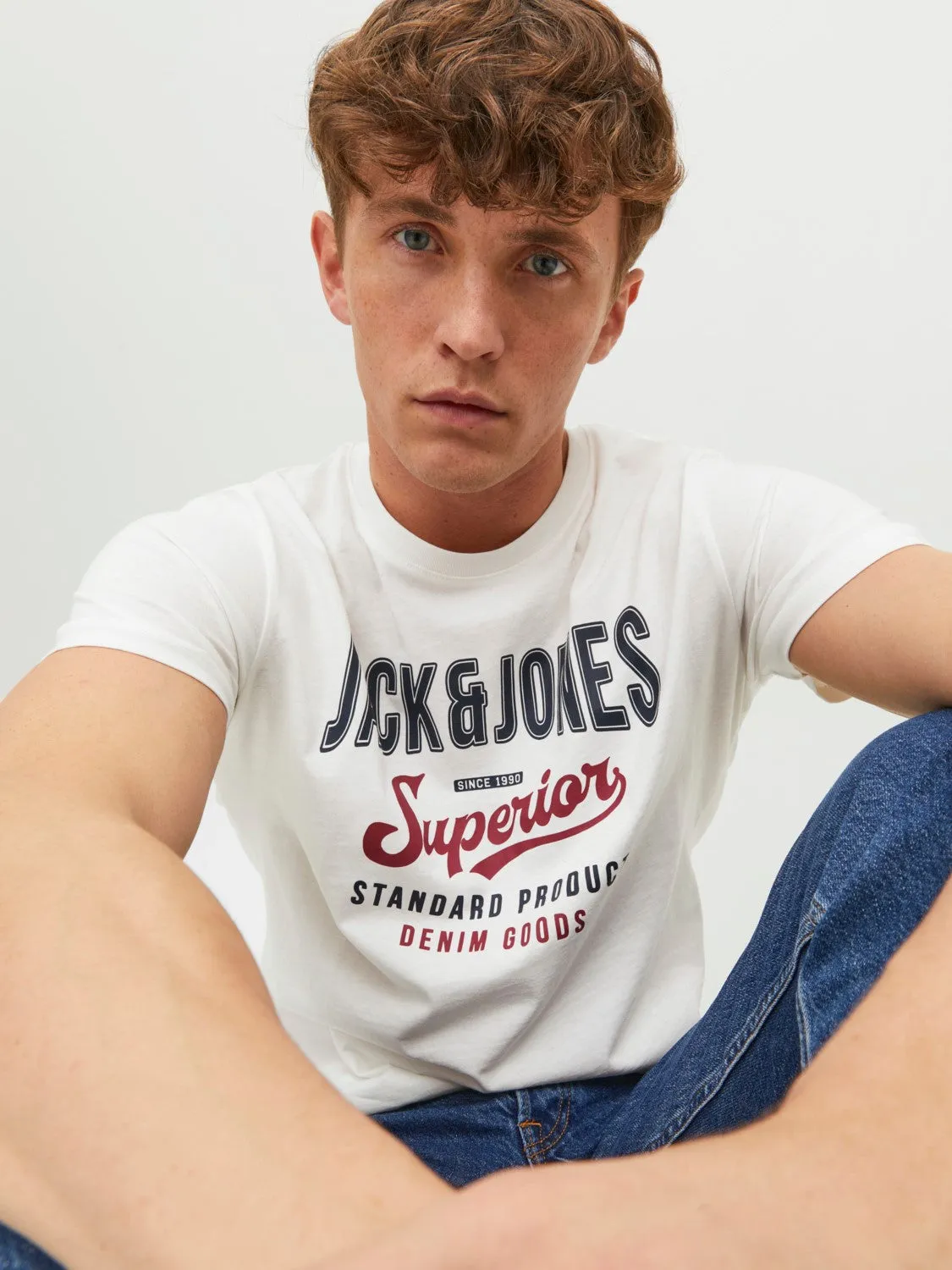 Jack & Jones Mens Printed 'JJELOGO Tee' Crew Neck T-Shirt