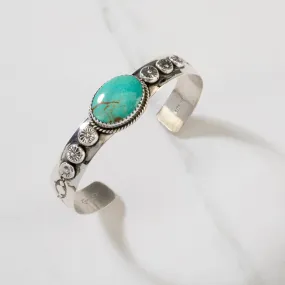 Joe Piaso Jr. King Manassa Turquoise Navajo USA Native American Made 925 Sterling Silver Cuff