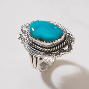 Joe Piaso Jr. Sleeping Beauty Turquoise Navajo USA Native American Made 925 Sterling Silver Ring