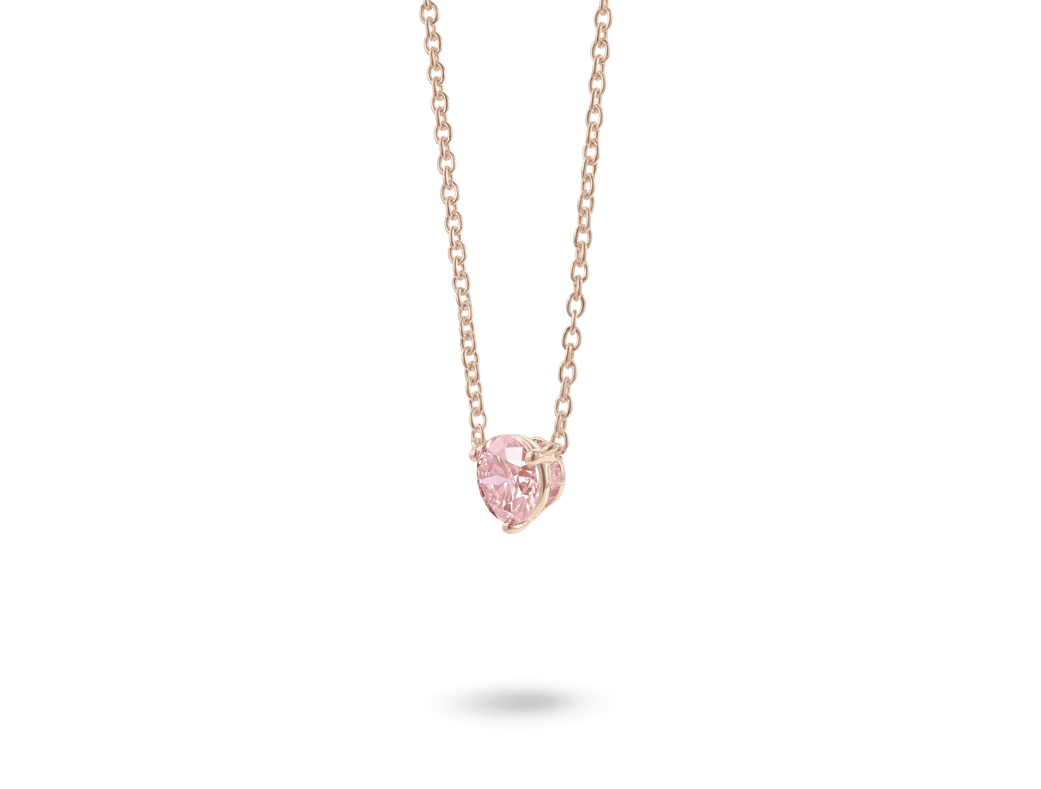 Lab-Grown Diamond 1ct. Round Brilliant Solitaire 14k Gold Pendant | Pink