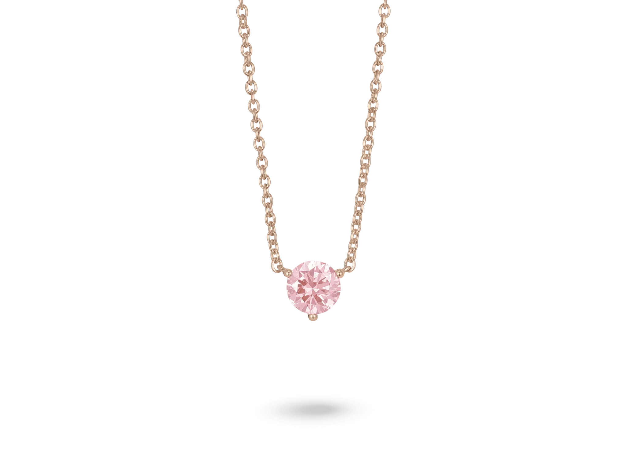 Lab-Grown Diamond 1ct. Round Brilliant Solitaire 14k Gold Pendant | Pink