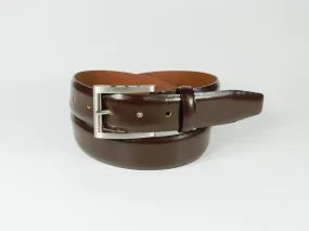 Leather belt with Nickle finished buckle dark brown 6014-2