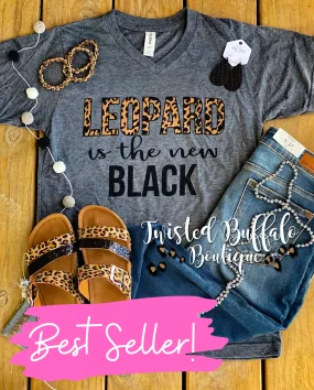 {LEOPARD IS THE NEW BLACK} Gray V-Neck Tee