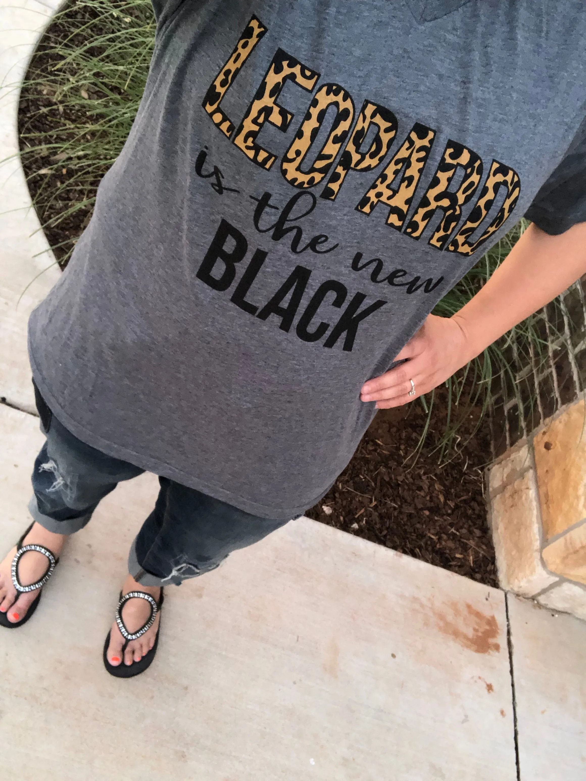 {LEOPARD IS THE NEW BLACK} Gray V-Neck Tee