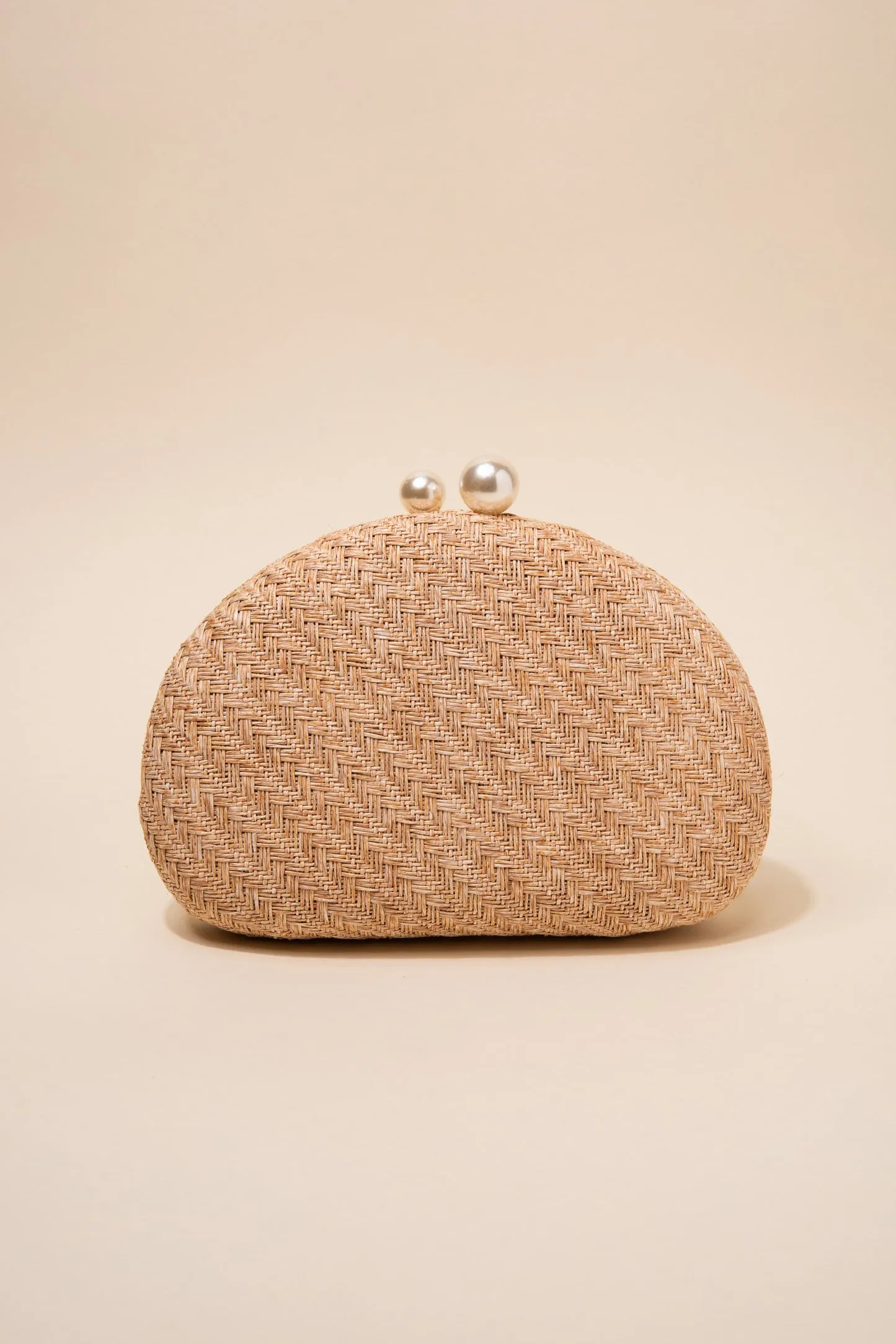 Marcella Woven Capsule Clutch with Pearl Closure