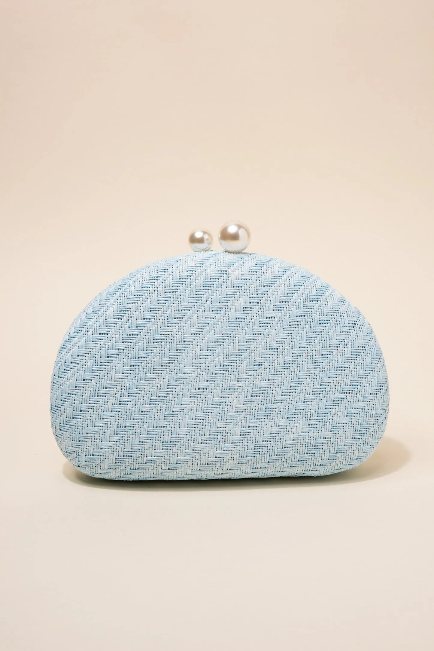 Marcella Woven Capsule Clutch with Pearl Closure