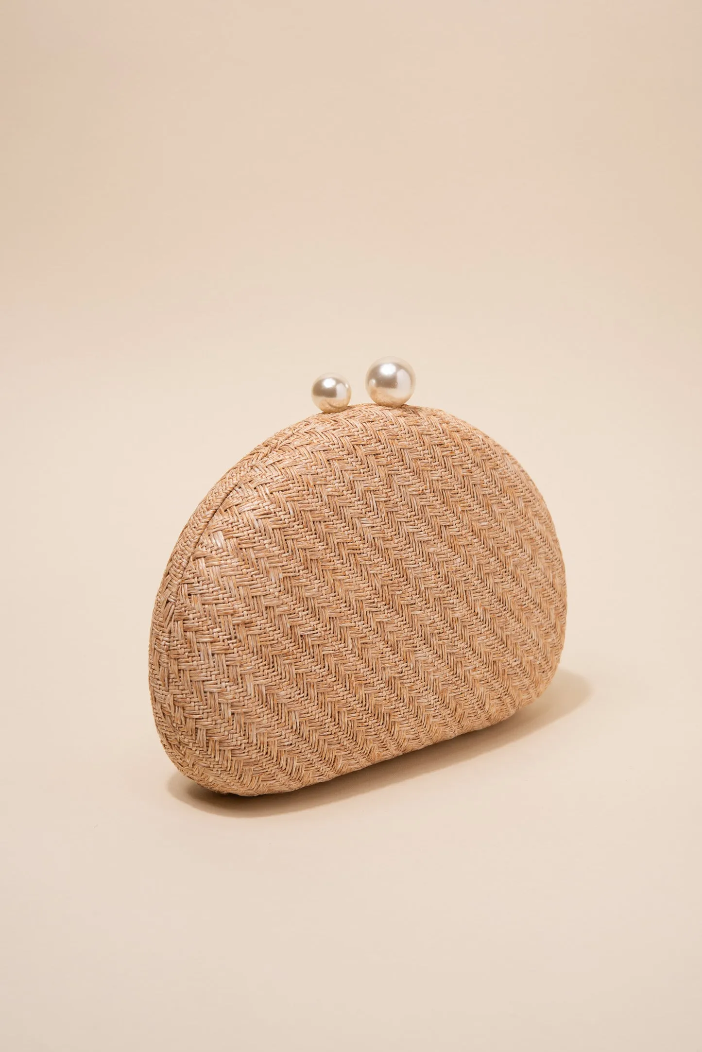 Marcella Woven Capsule Clutch with Pearl Closure