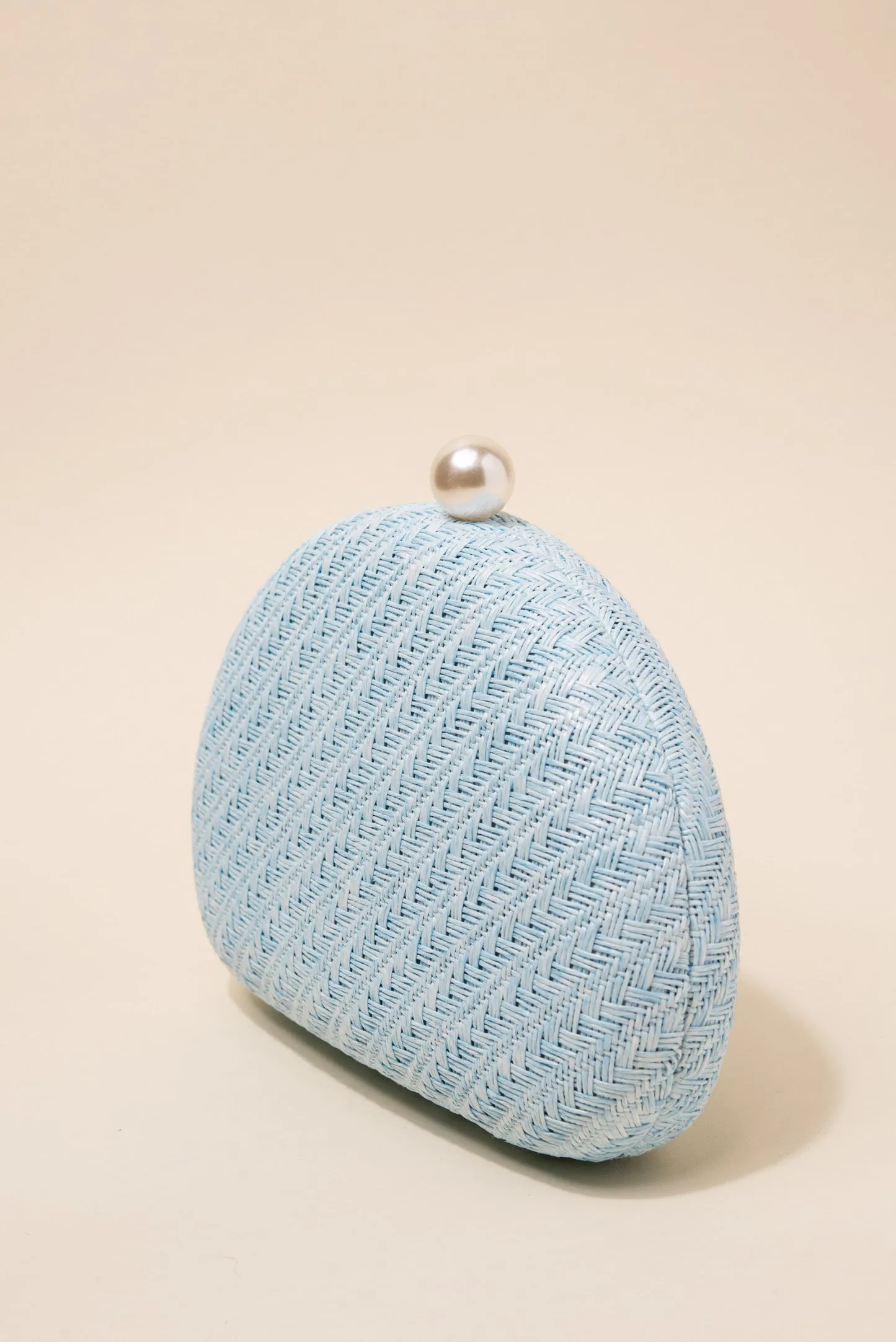 Marcella Woven Capsule Clutch with Pearl Closure