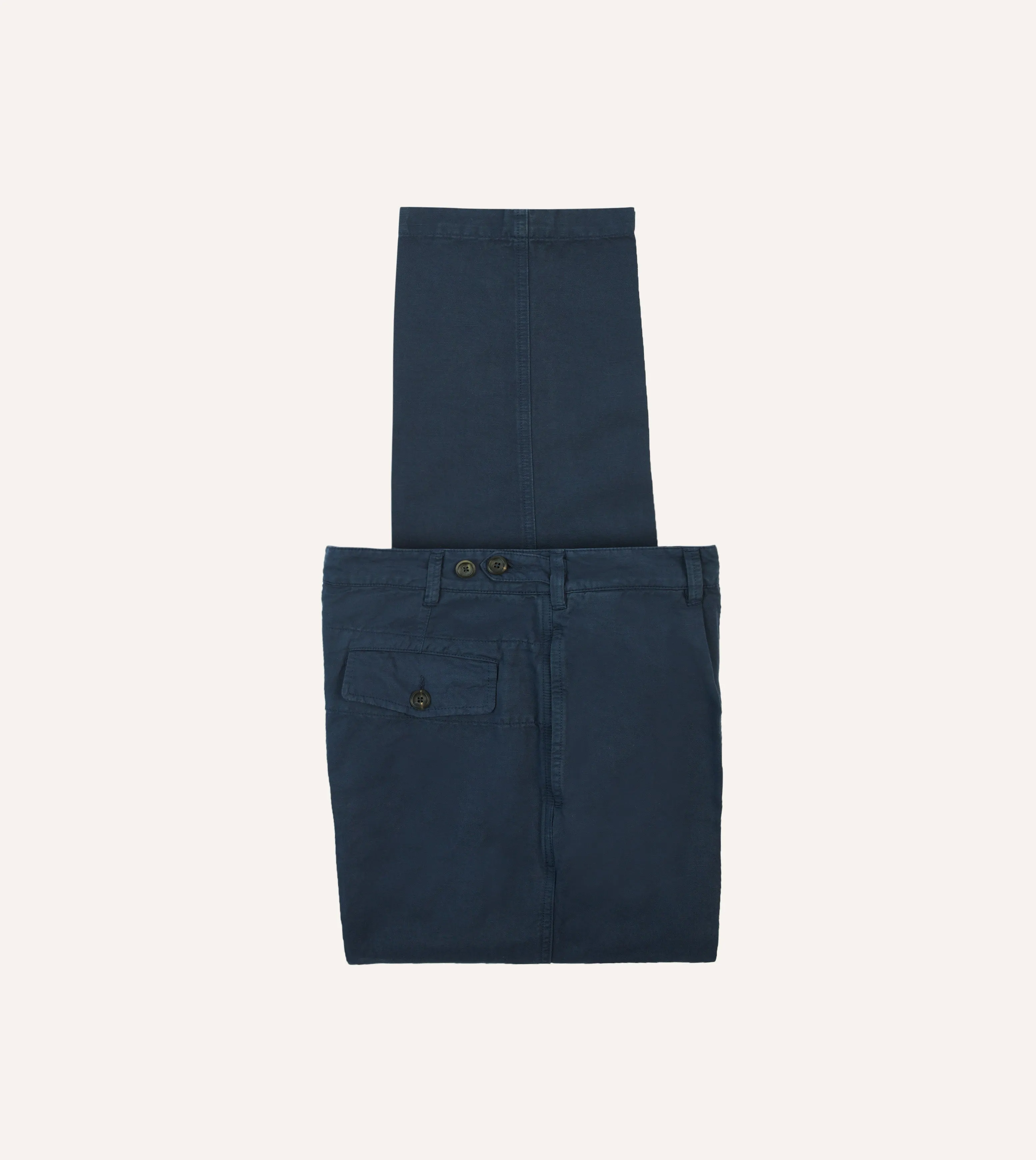 Navy Cotton Linen Games Trousers