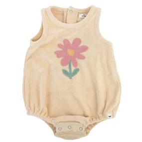 oh baby! Cotton Terry Bubble - Blush Daisy Applique - Natural