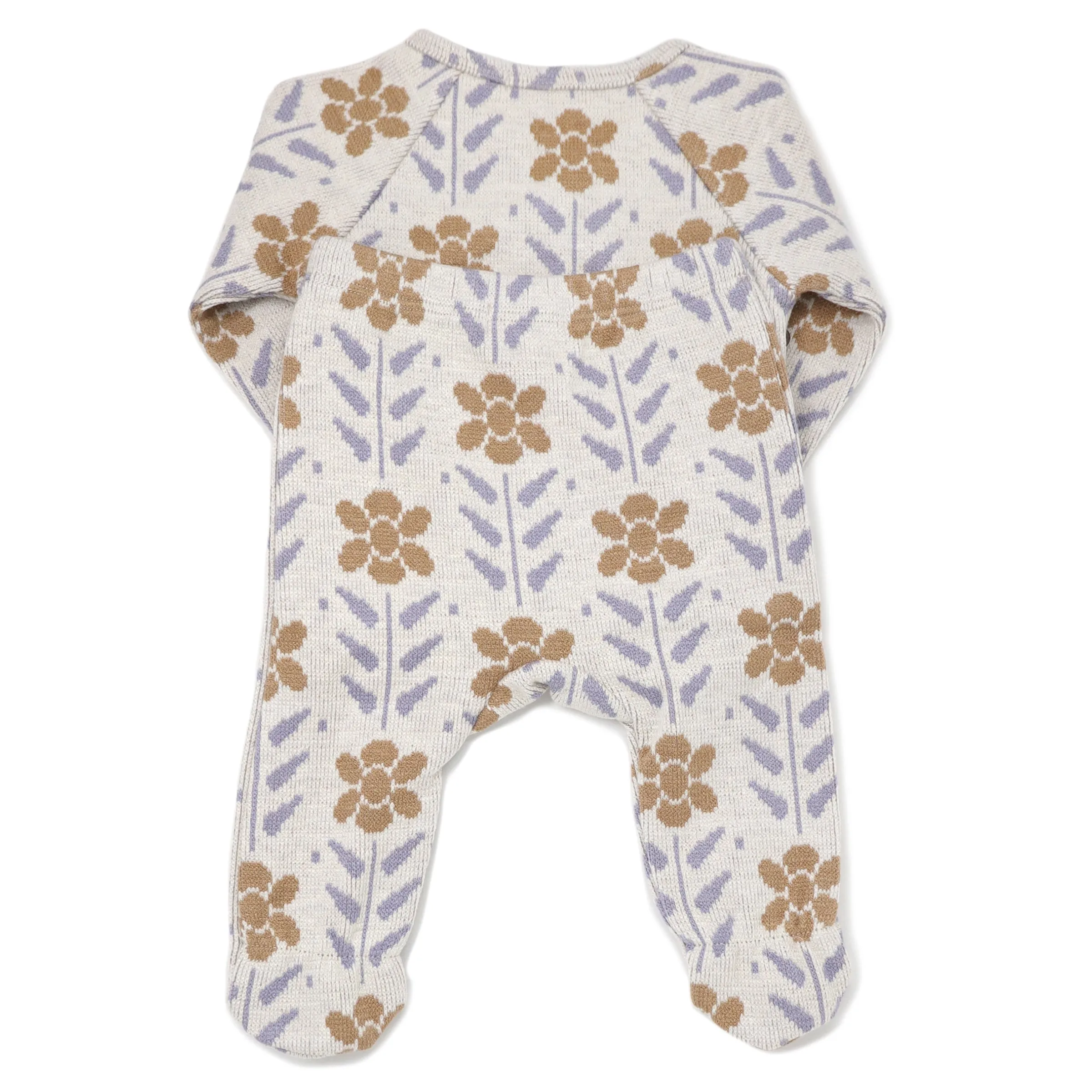 oh baby! Kimono Footie Set Nordic Flower Double Knit - Caramel Wisteria