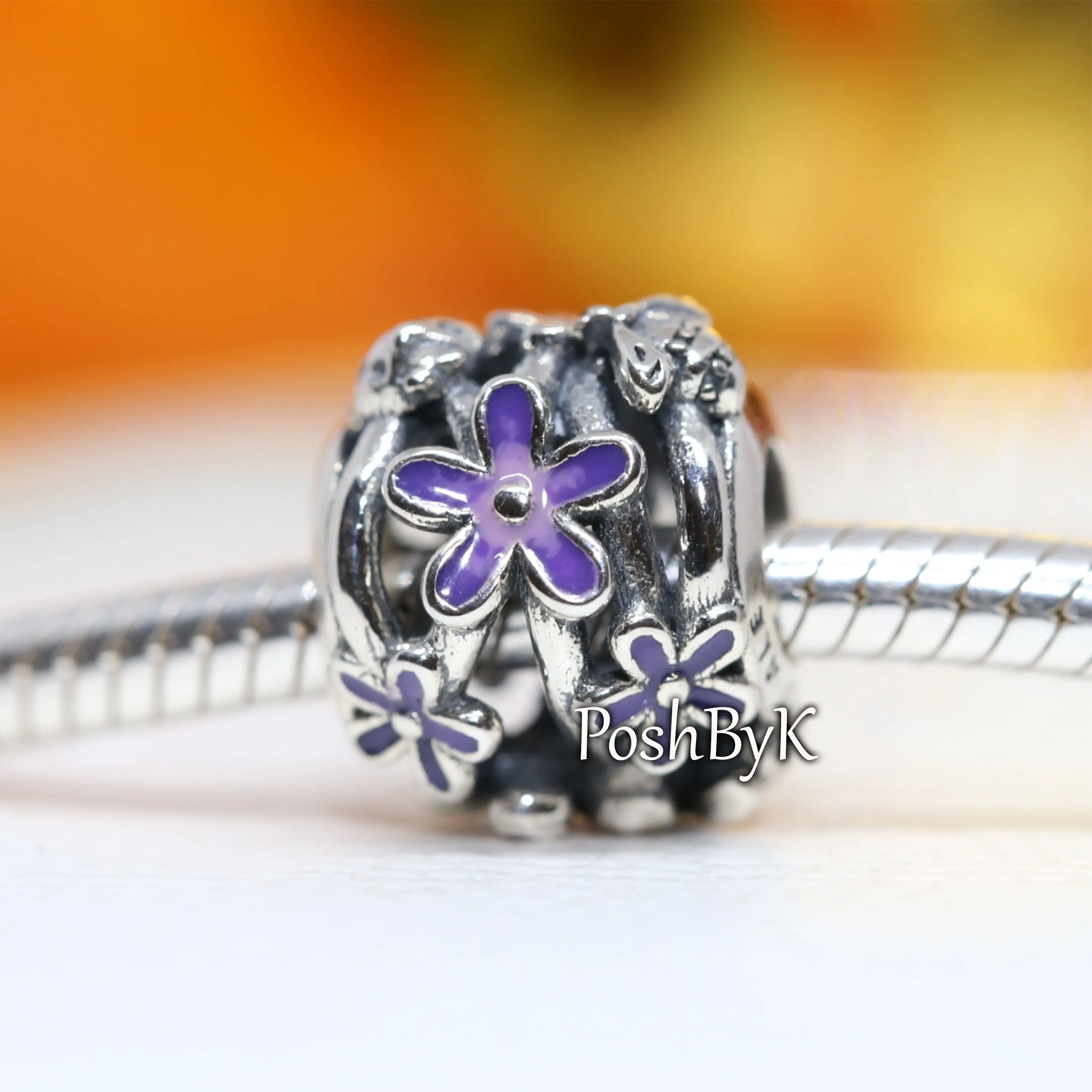 Openwork Purple Daisy Charm 798772C02