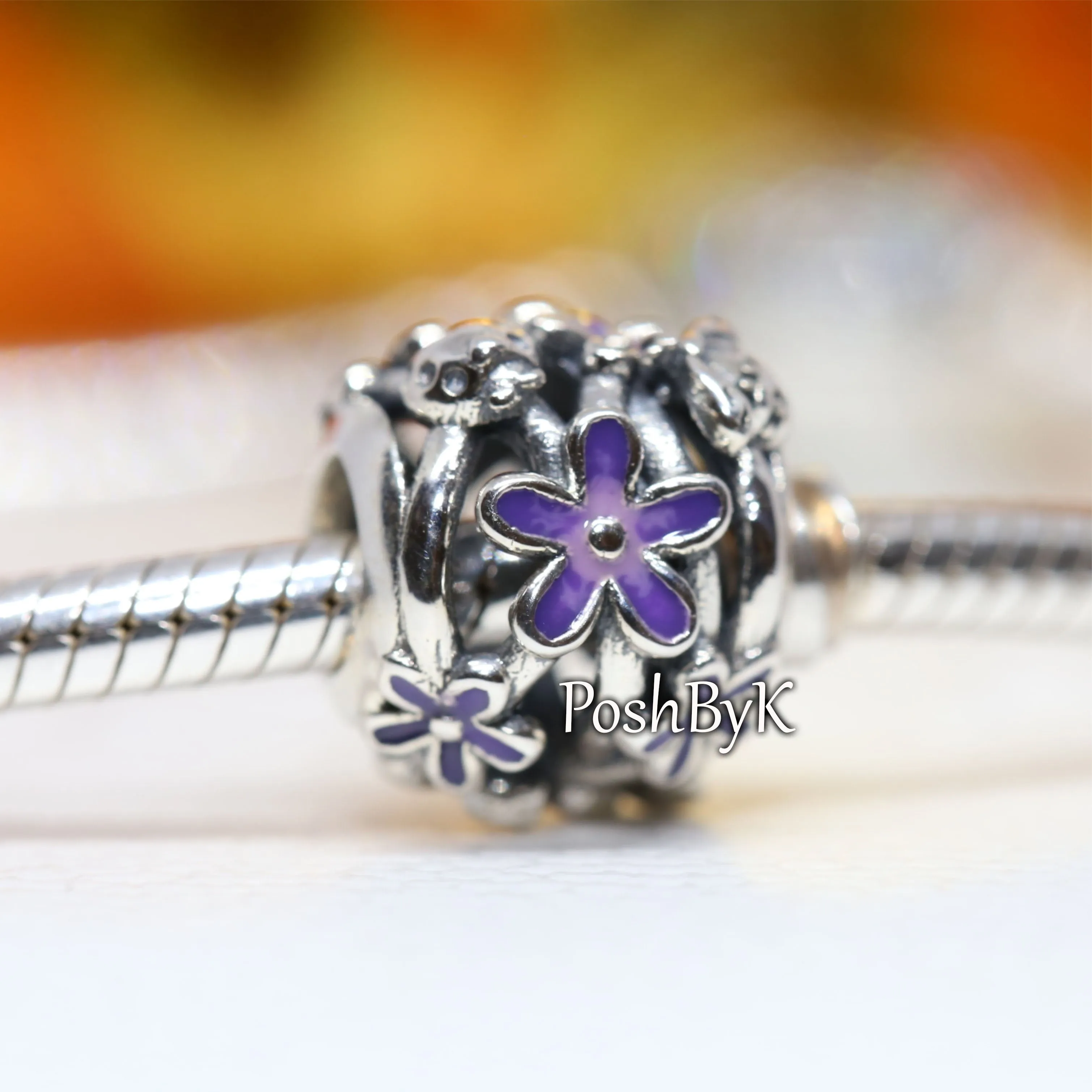 Openwork Purple Daisy Charm 798772C02