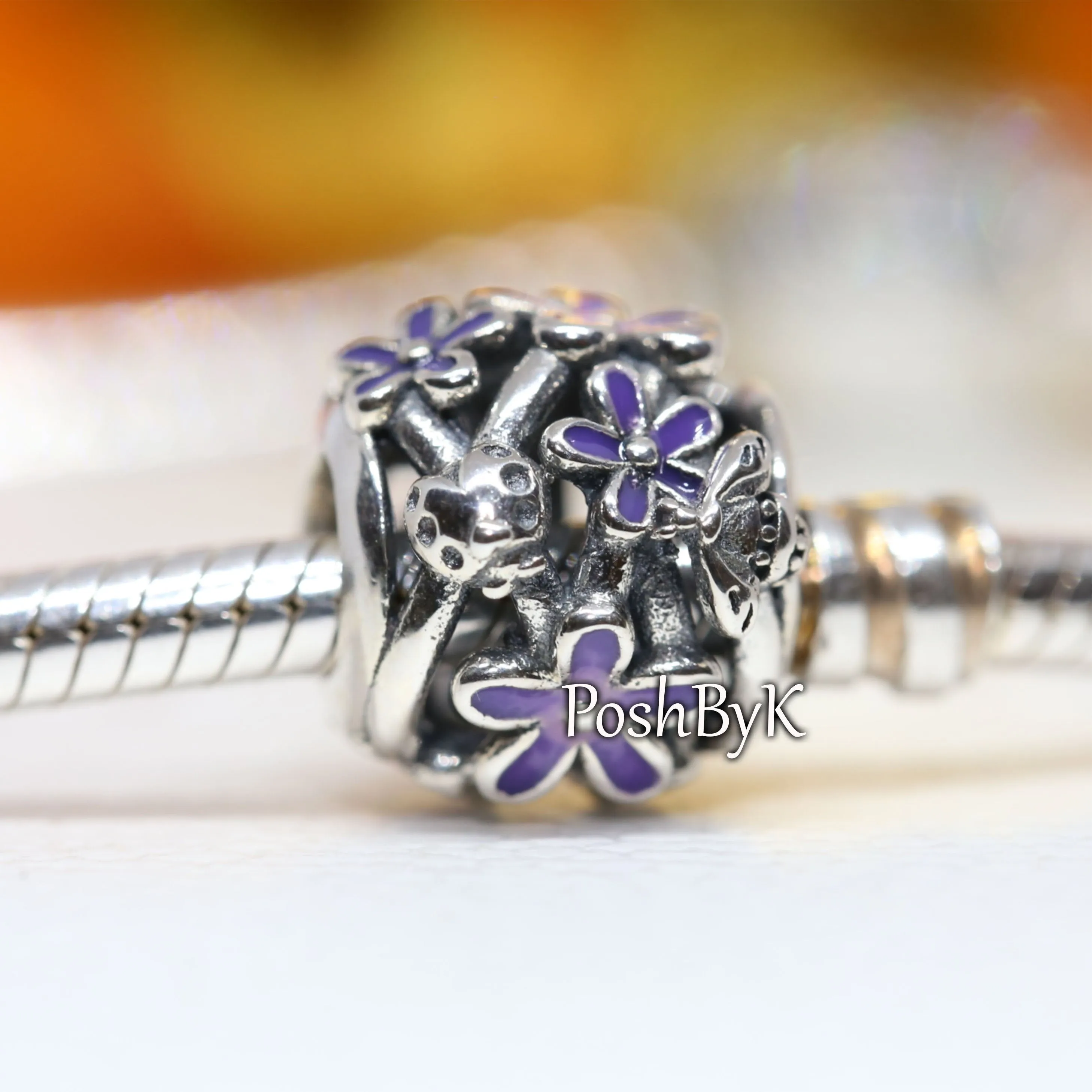 Openwork Purple Daisy Charm 798772C02