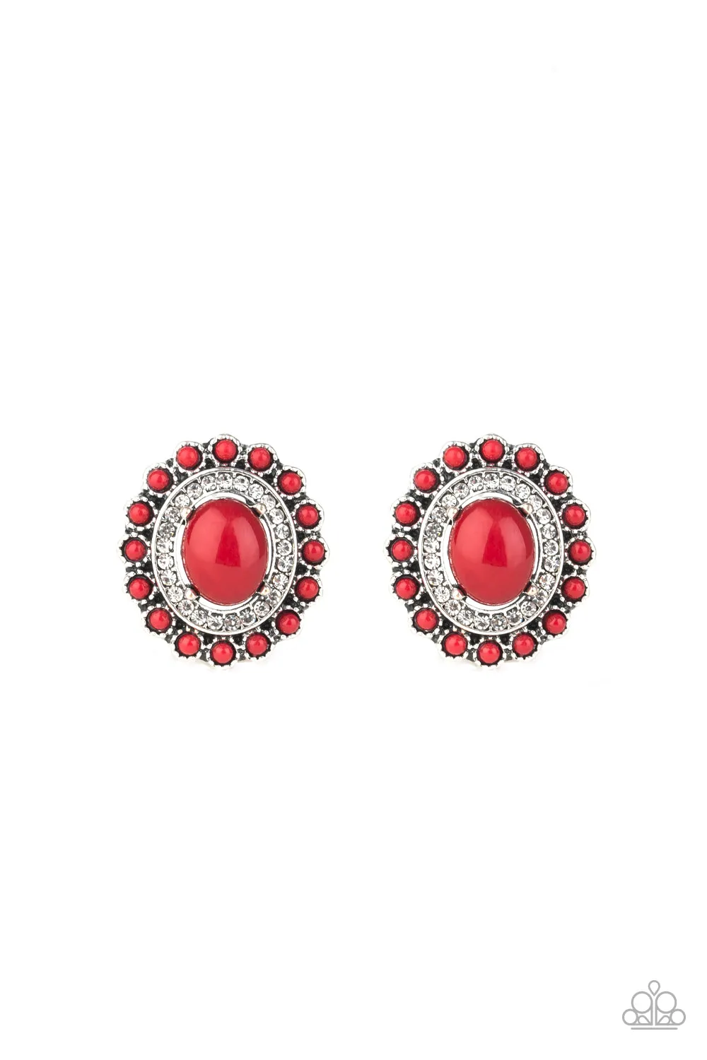 Paparazzi Floral Flamboyance - Red Floral Stud Earring