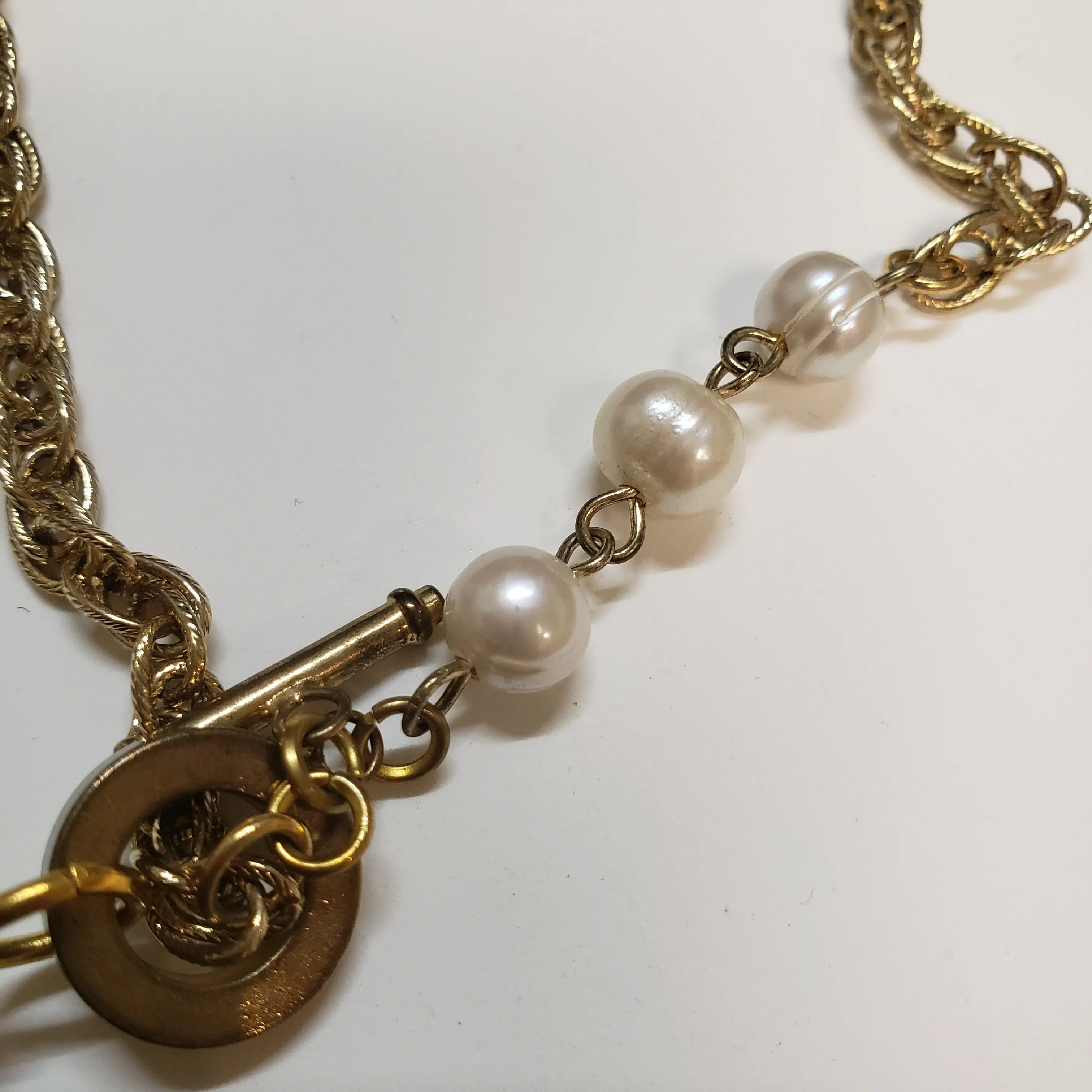 Pearl Diamond Toggle Locket Necklace