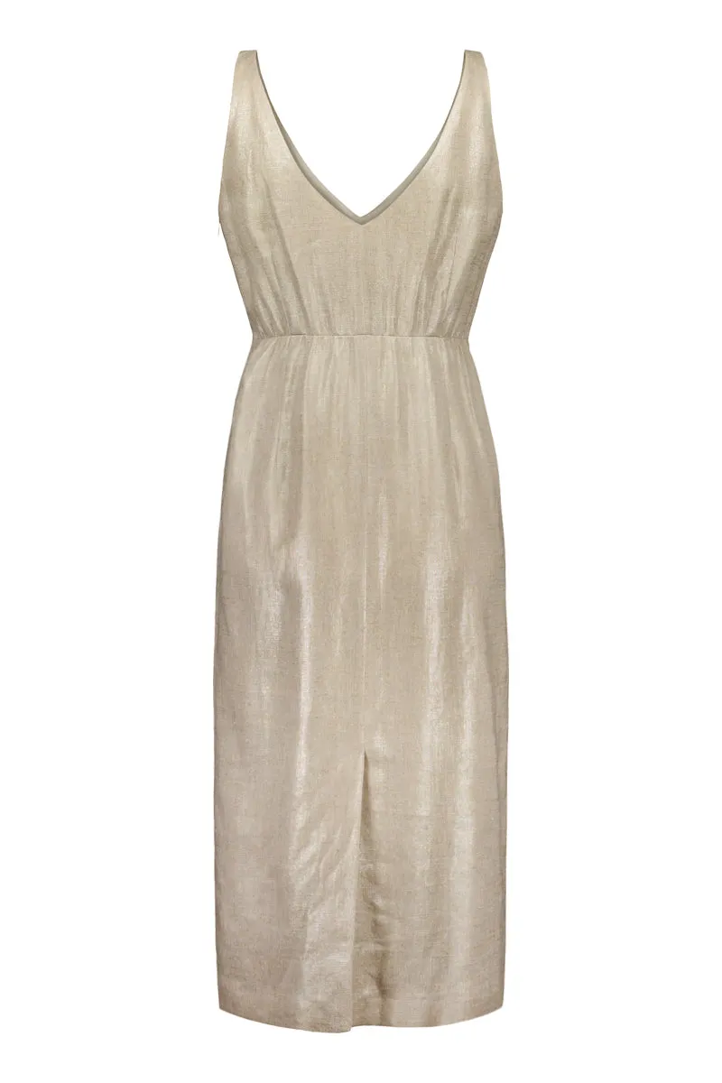 PETRONELLA linen pencil dress GOLD