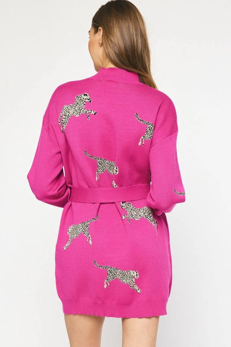 Pink Cheetah Sweater Dress