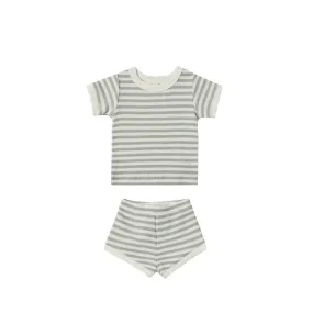 Quincy Mae Waffle Shortie Set - Sky Stripe