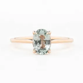 Sara Ring 1.31ct Light Blue Green Unheated Sapphire, 14K Rose Gold (One of a kind)