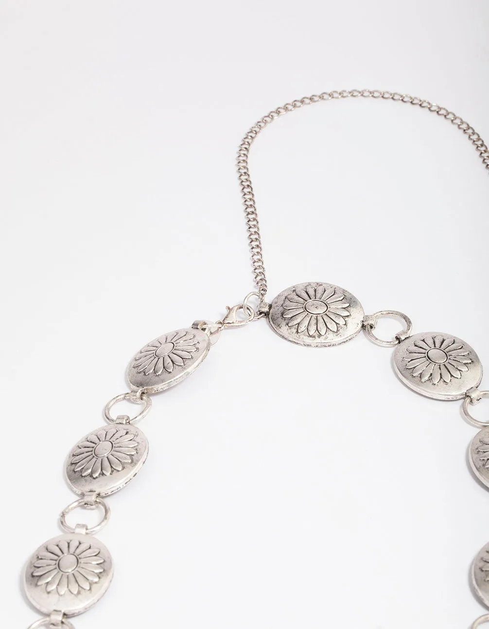 Silver Boho Flower Open Circle Belt