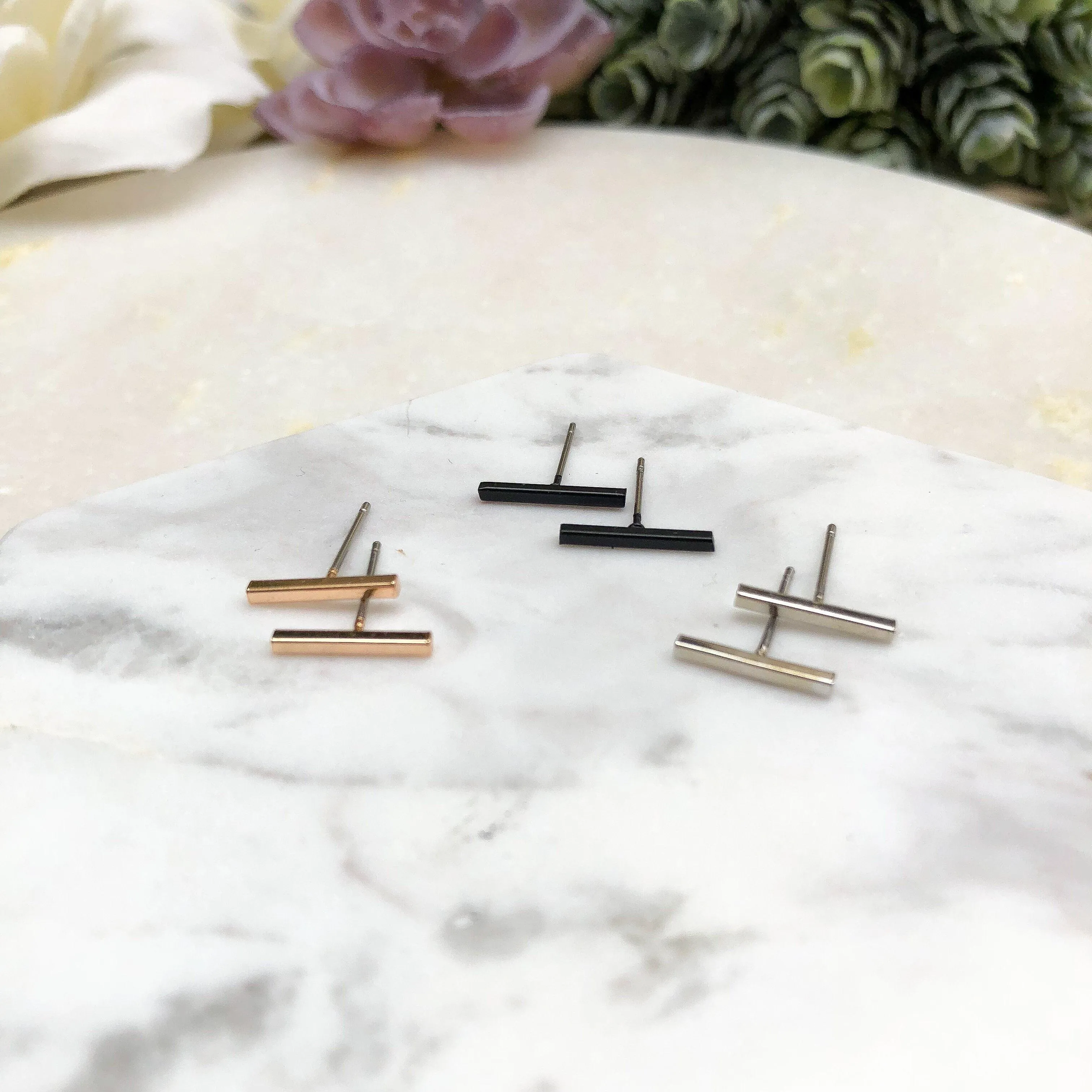 Simple Line Stud Earrings