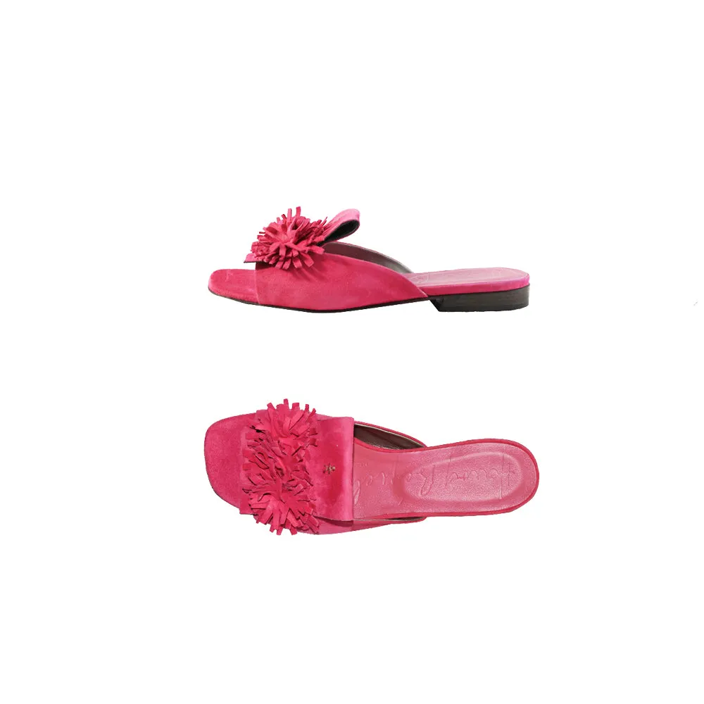 Slipper Flowers Suede Fuxia