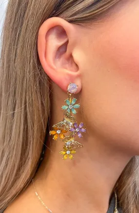 Spread Your Wings Flower and Butterfly Drop Earring