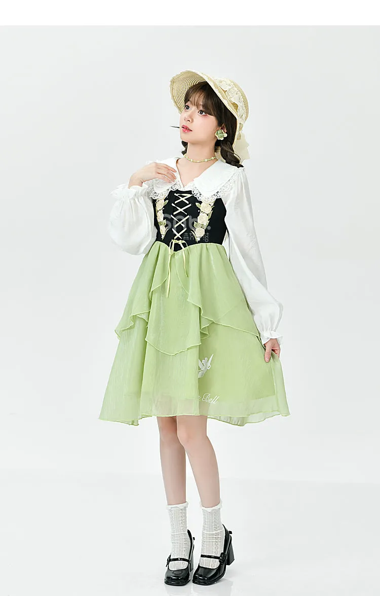 Spring Lovely Flower Girl Green Dress ON622