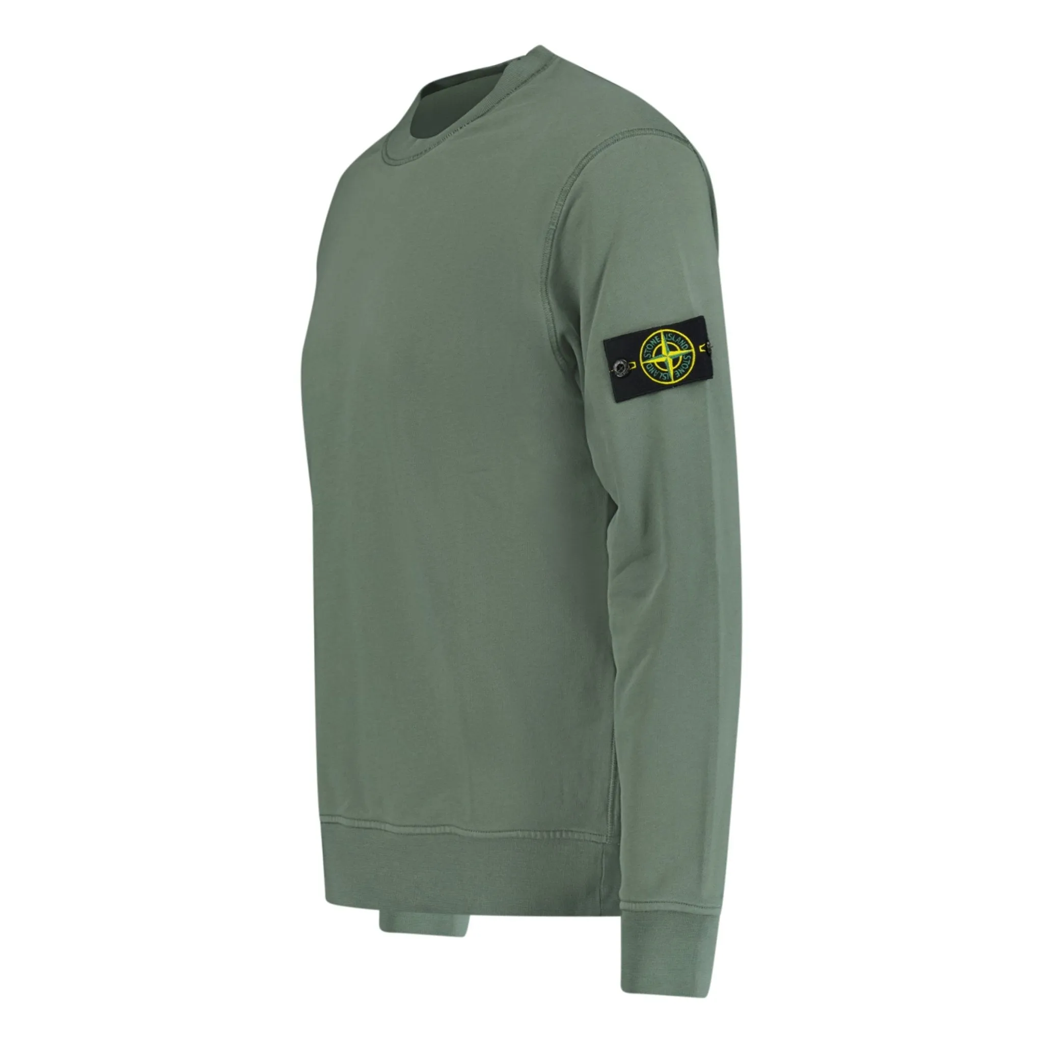 STONE ISLAND BASIC BADGE CREW NECK SWEATSHIRT KHAKI GREEN