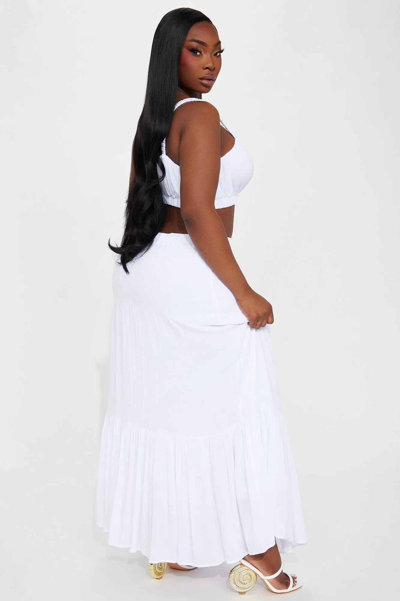 Sunset Stroll Gauze Skirt Set - White