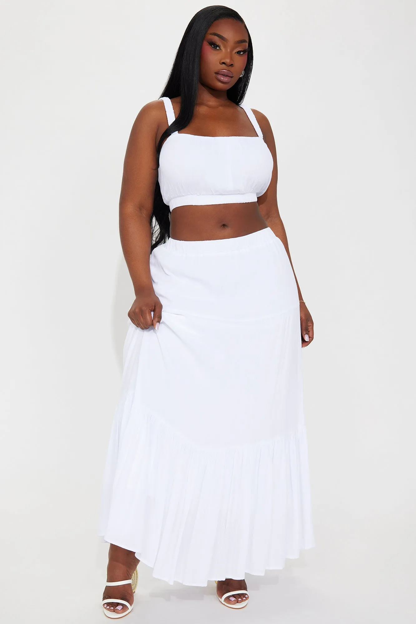 Sunset Stroll Gauze Skirt Set - White