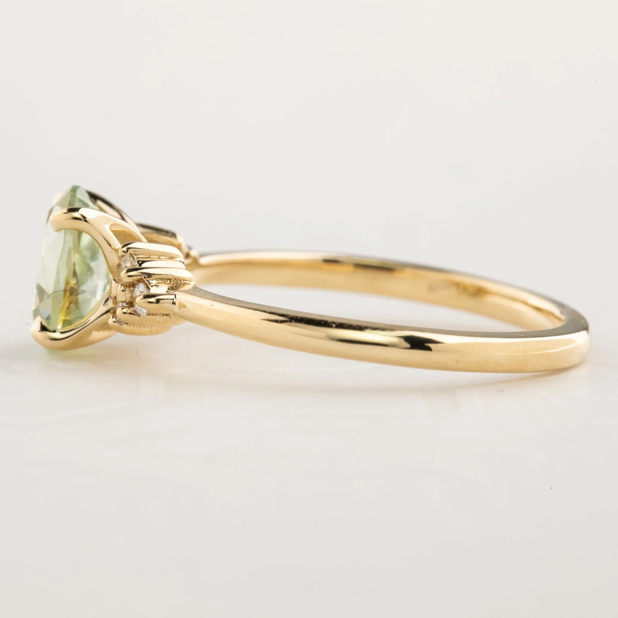 Teresa Ring 1.31ct Light Green Montana Sapphire, 14k Yellow Gold (One of a kind)