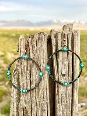 The Copper and Turquoise Circle Earrings