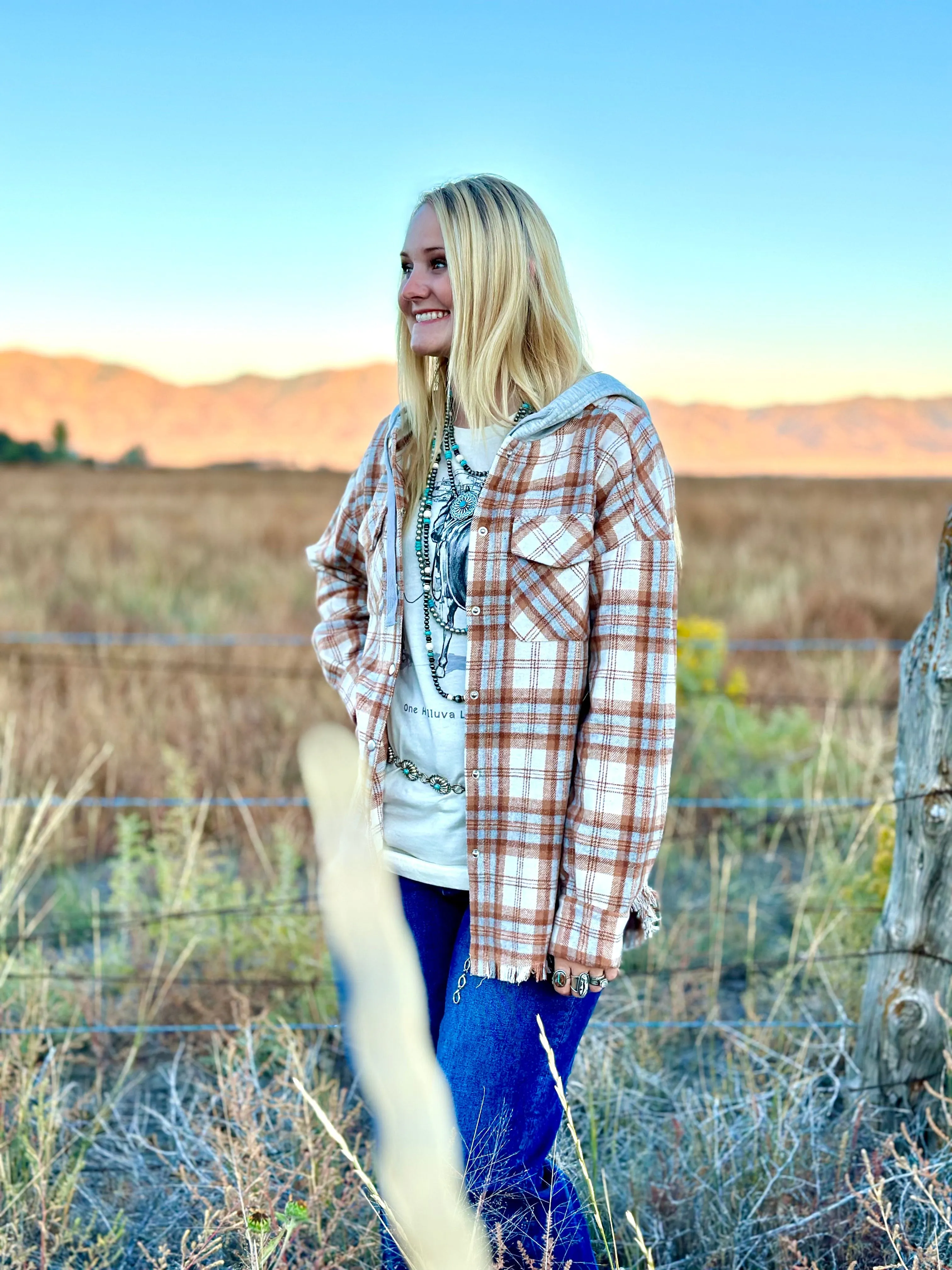 The Pensacola Plaid Hoodie Shacket