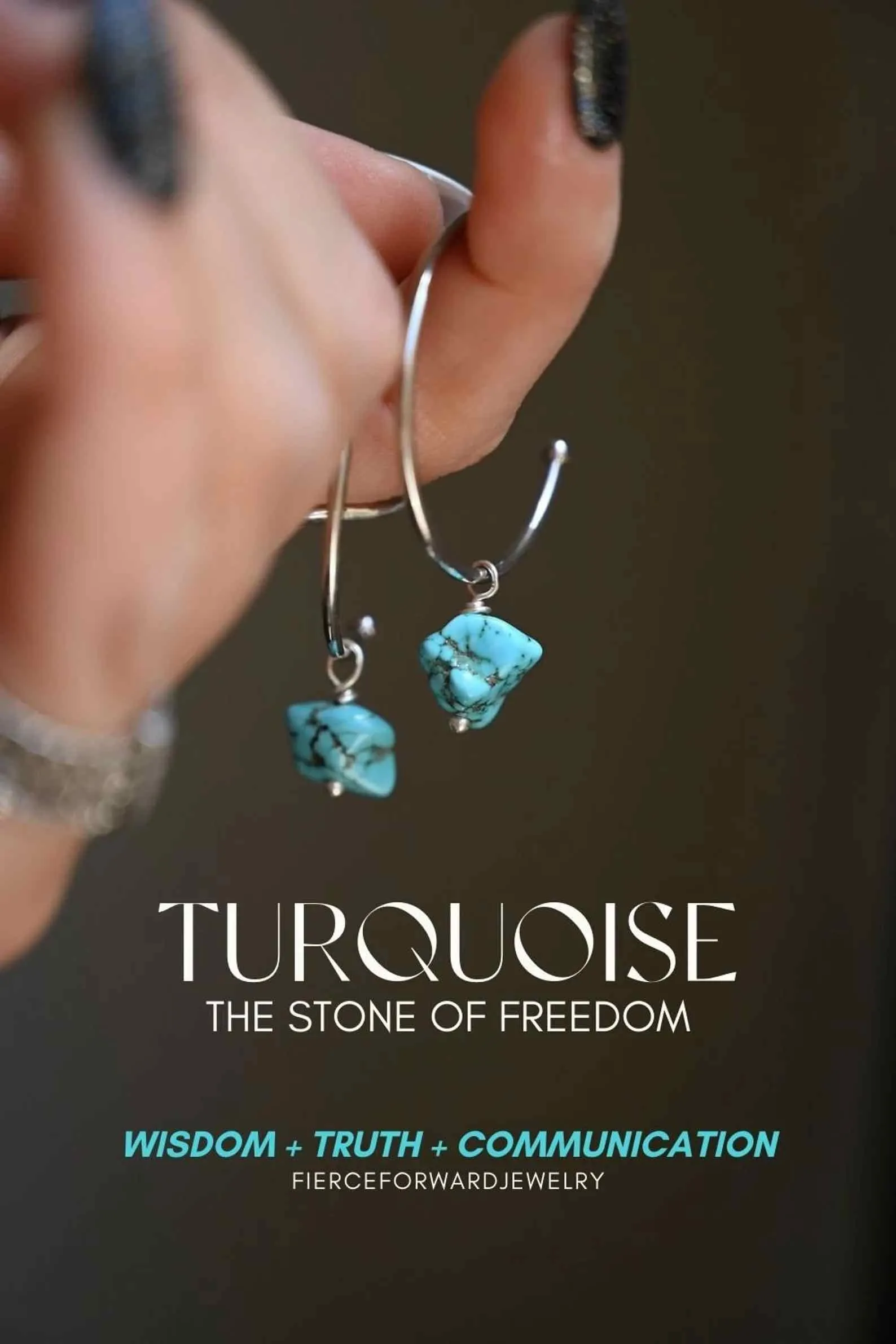 True Girl Turquoise Silver Hoops Earrings