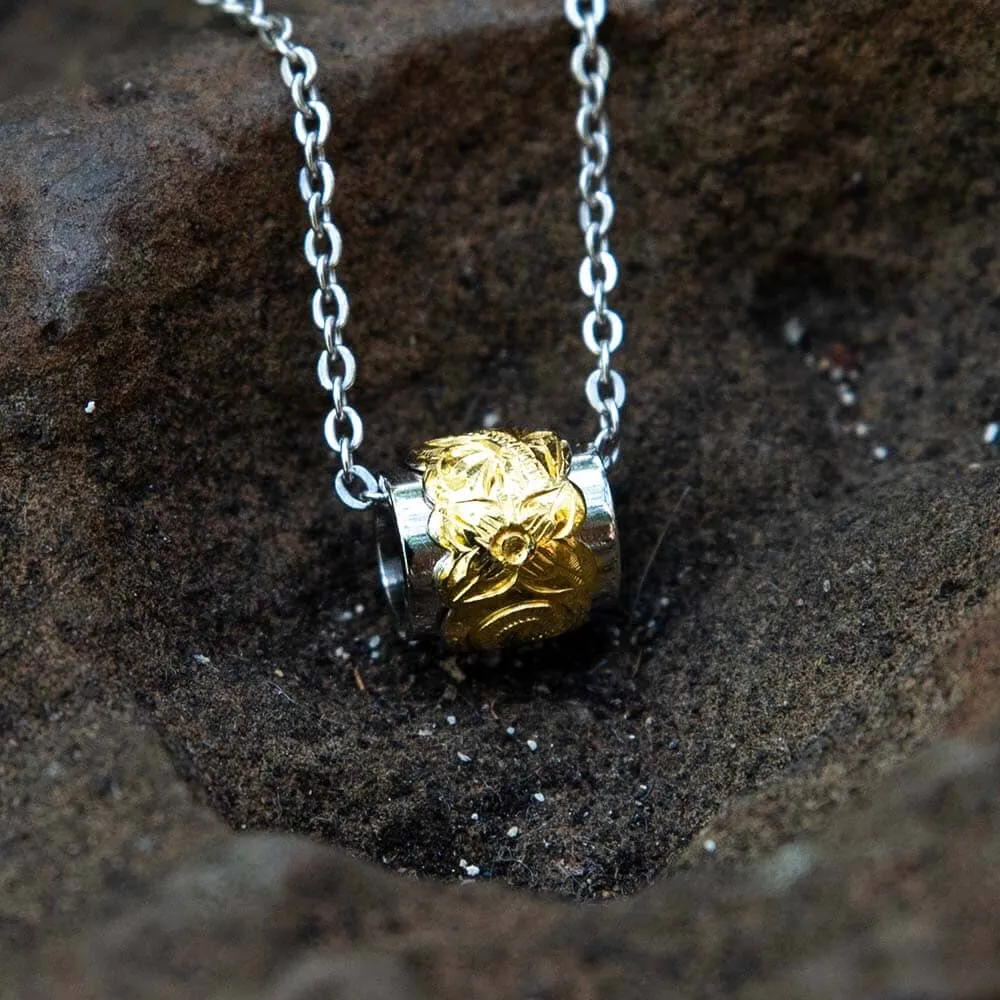 Two-Tone Engraved Barrel Pendant