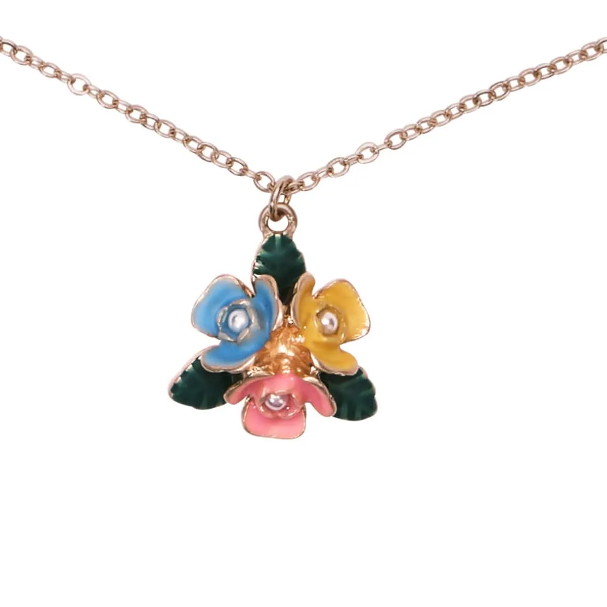 Vintage flower necklace : Hand painted floral pendant