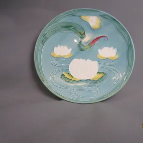 Zel Baden West German Majolica plate Water lilies In Pond Edwardian c1920