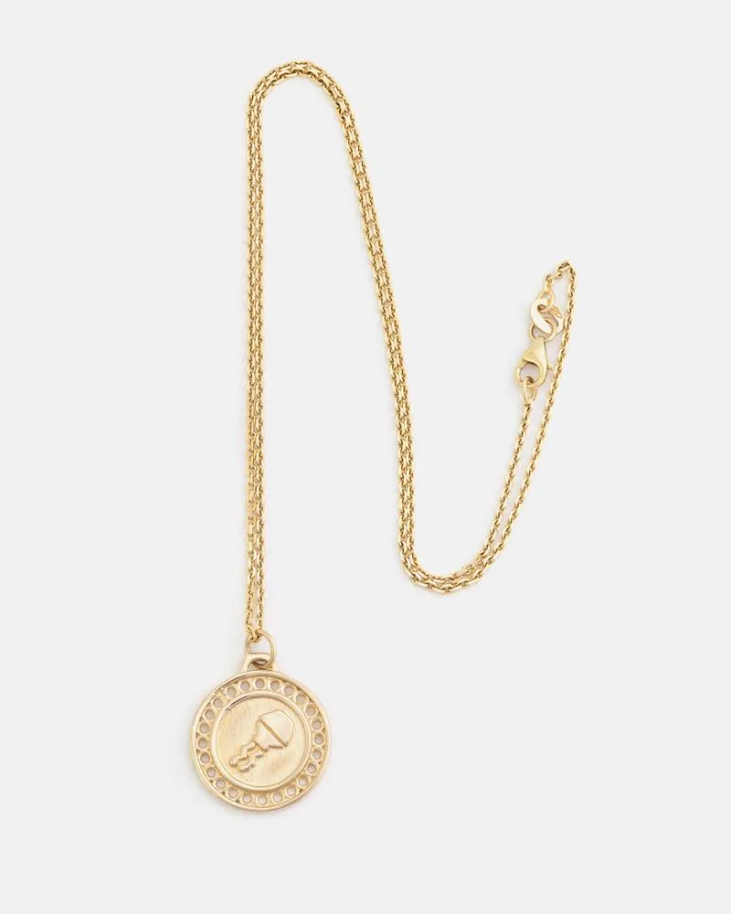 Zodiac Aquarius Pendant in 14k Yellow Gold